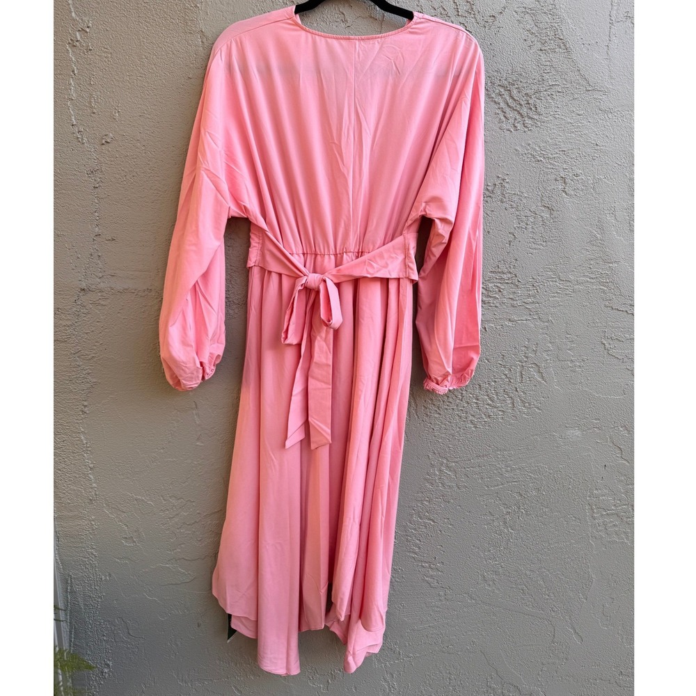Halara NEW Womens Pink Long Sleeve Flowy Pleated Dress MED Athlesiure Coquette - Picture 4 of 8